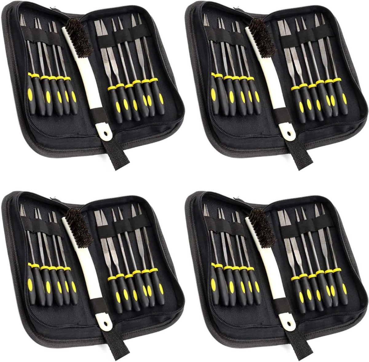 Naaldvijlen Set - Metaalvijlen Handgereedschap - Hout Metaal Bewerken - Comfortabele Rubberen Handgrepen - 48 Delig - Zwart Geel Zilver