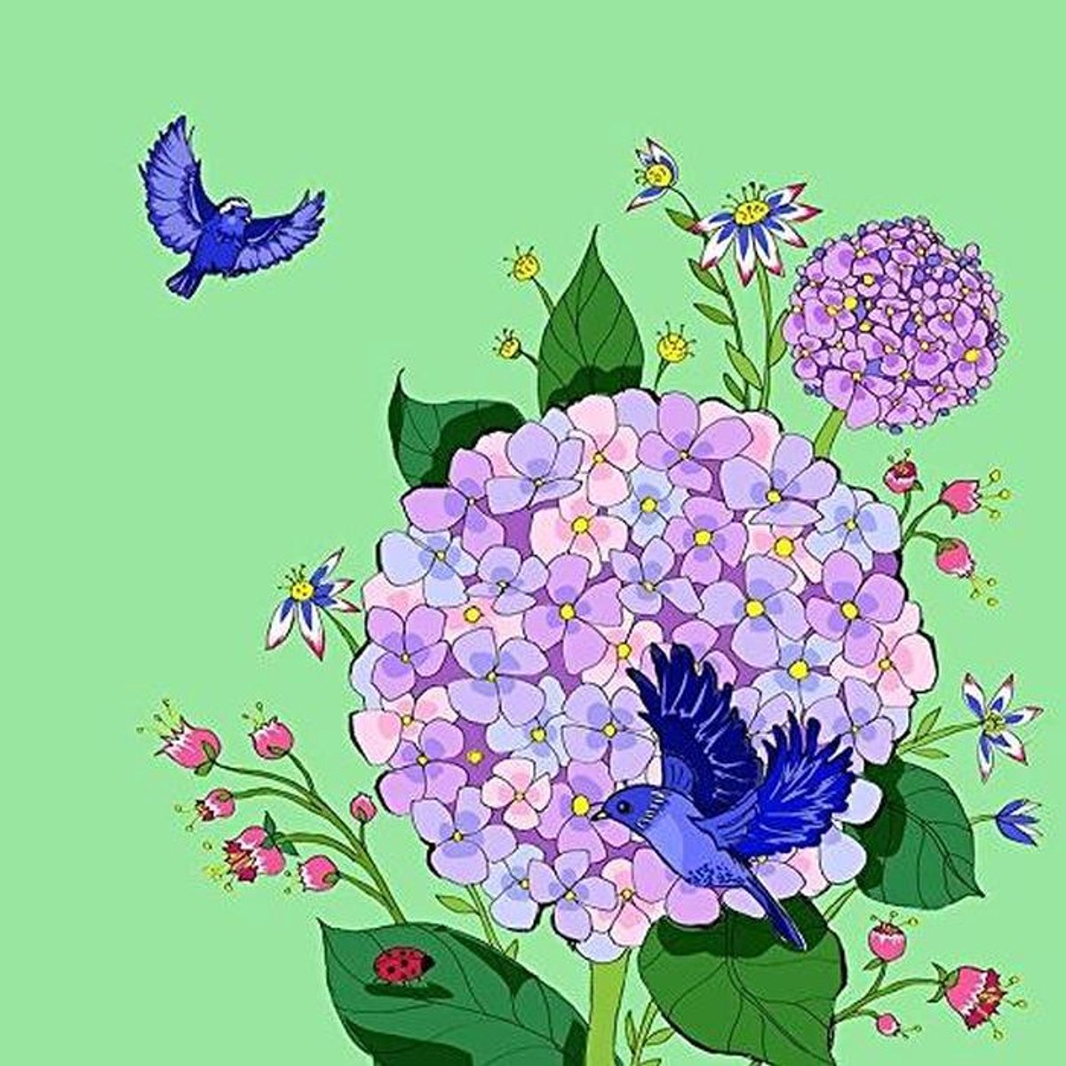Bloemenboek - Kwadraat Kunst - Decoratief Object - Gedetailleerde Illustraties - 15 x 15 cm - Groen