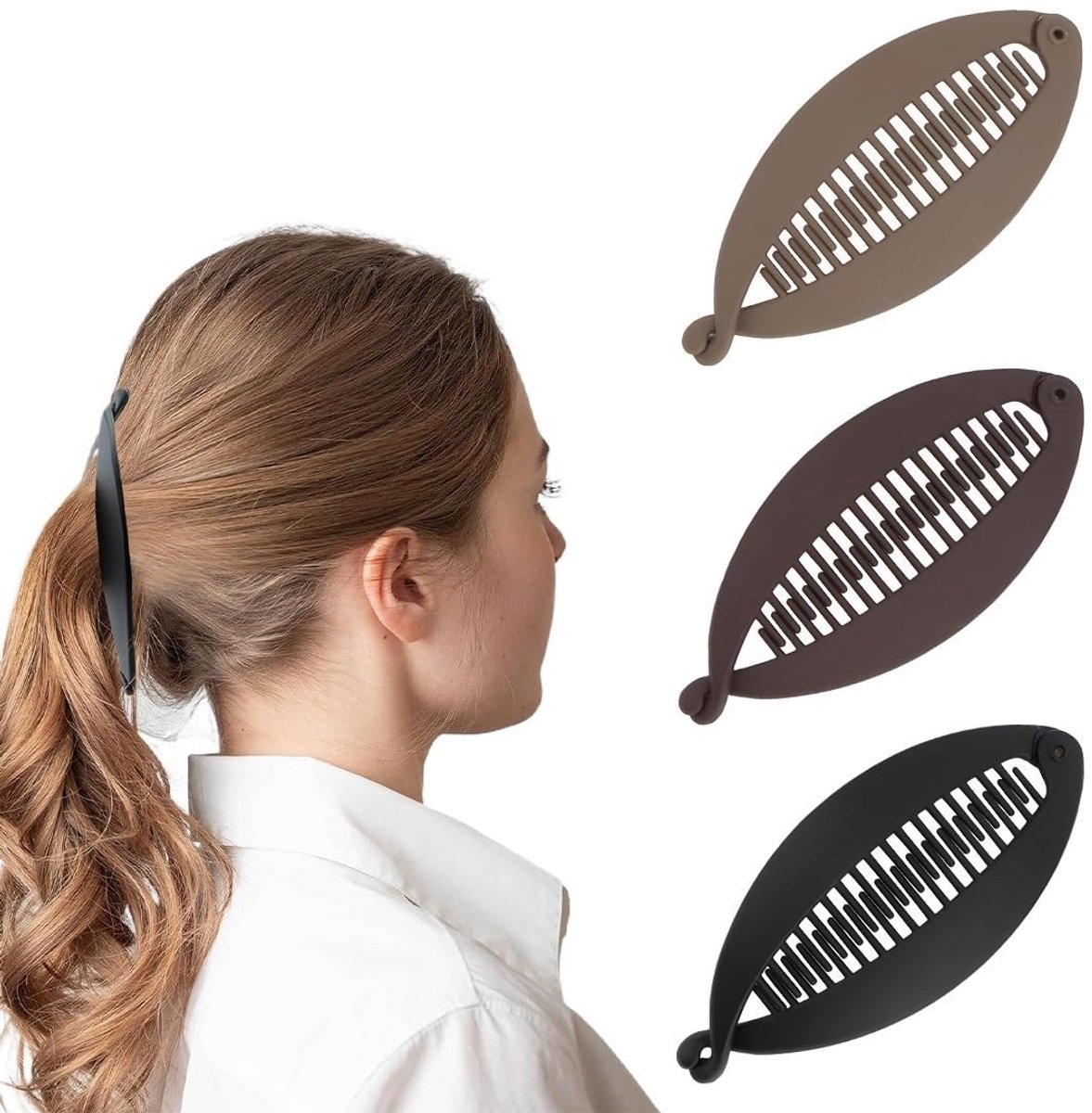 Dailygoods - Set van 3 Vintage Bananenspeld Haaraccessoires