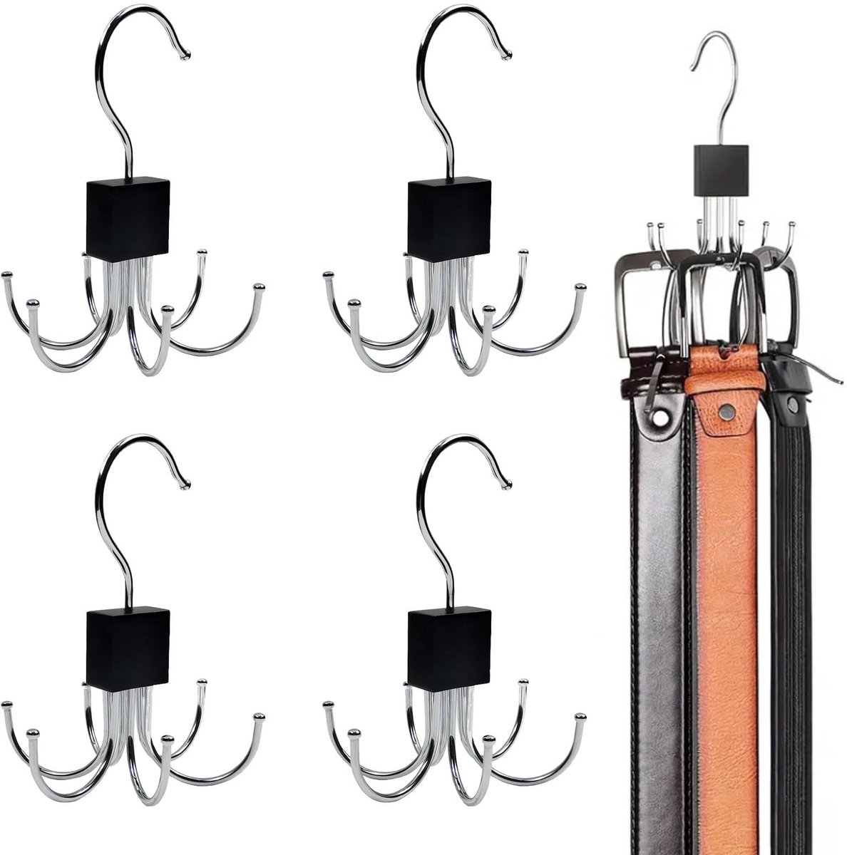 Dailygoods - 4 Stuks 360 Graden Draaibare Riemhouder voor Ruimtebesparing