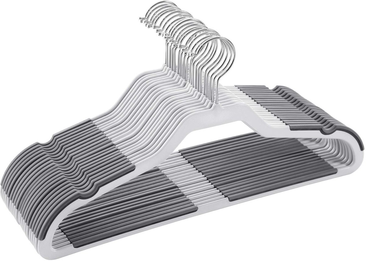 Dailygoods - Set van 20 Robuuste Kleerhangers met Antislipstrips