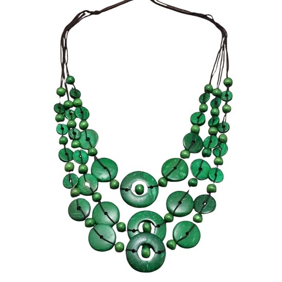 Houten ketting- Groen- Happy - Charme Bijoux