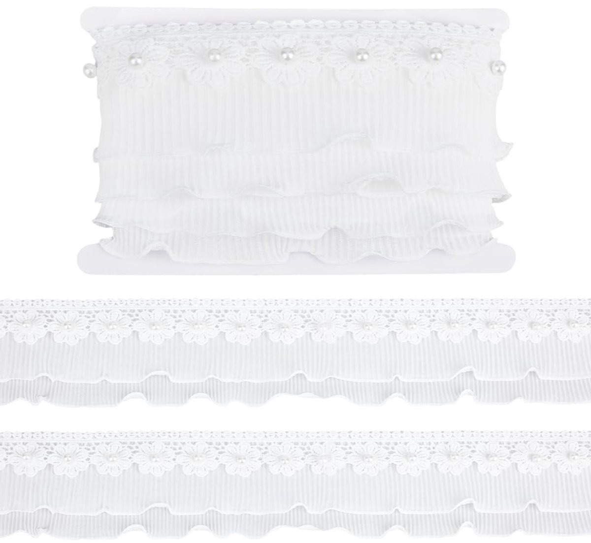 Dailygoods - Witte Ruches Geplooide Rand voor Naaien en Ambachten