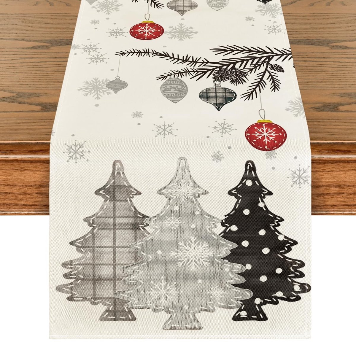 Dailygoods - Kersttafelloper met Grijze Bomen voor Binnen