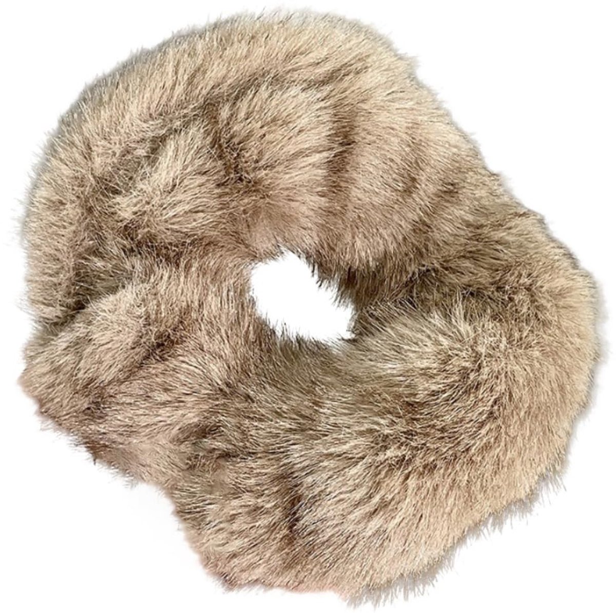 Dailygoods - Pluche Haarelastiekjes in Donkerbruin voor Dames