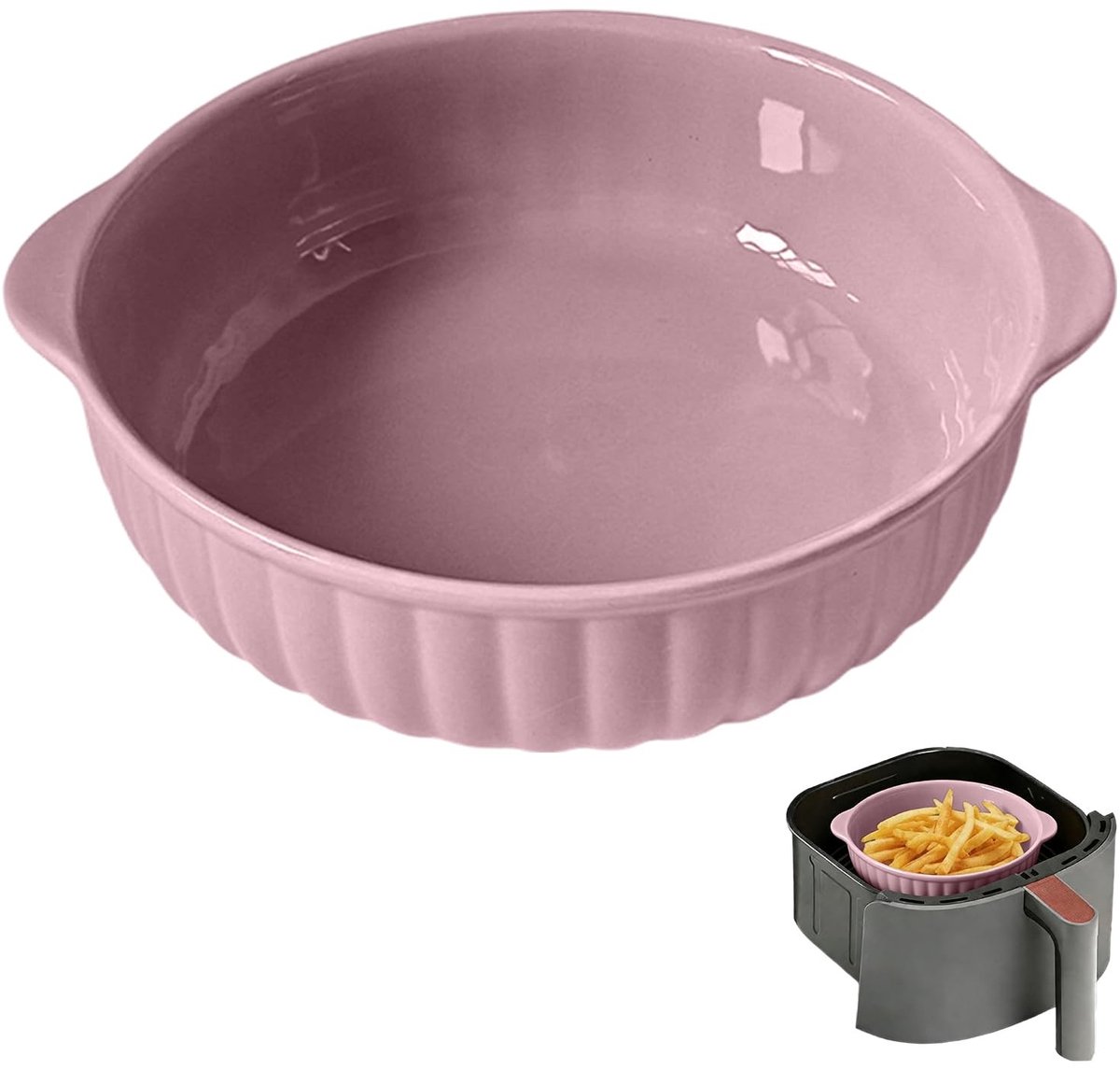 Dailygoods - Keramische Ovenschaal 700 ml met Handgrepen voor Oven en Magnetron, Lila