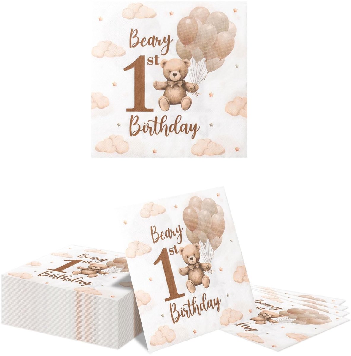 Dailygoods - 40 Stk Bär Baby Shower Servetten voor Feesten