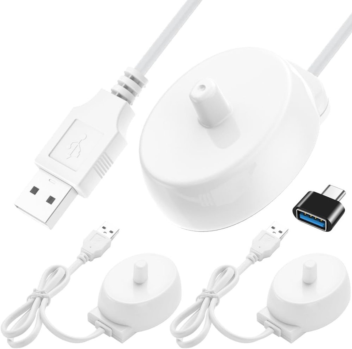 Dailygoods - Vervangende USB-oplader voor Elektrische Tandenborstel, 2 Stuks