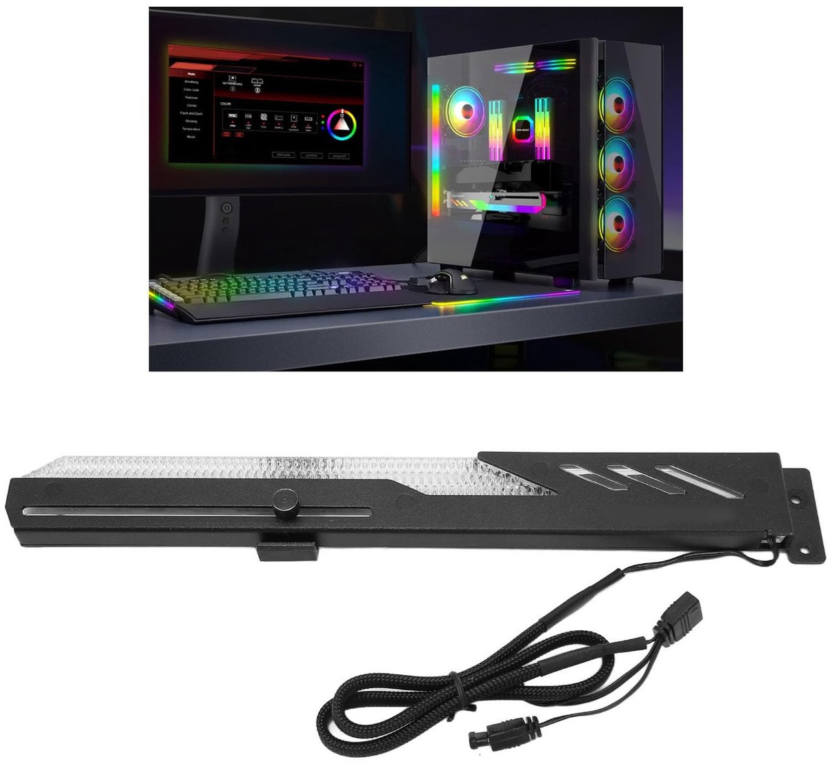 Dailygoods - GPU-ondersteuningsbeugel met RGB Achtergrondverlichting voor Desktop PC