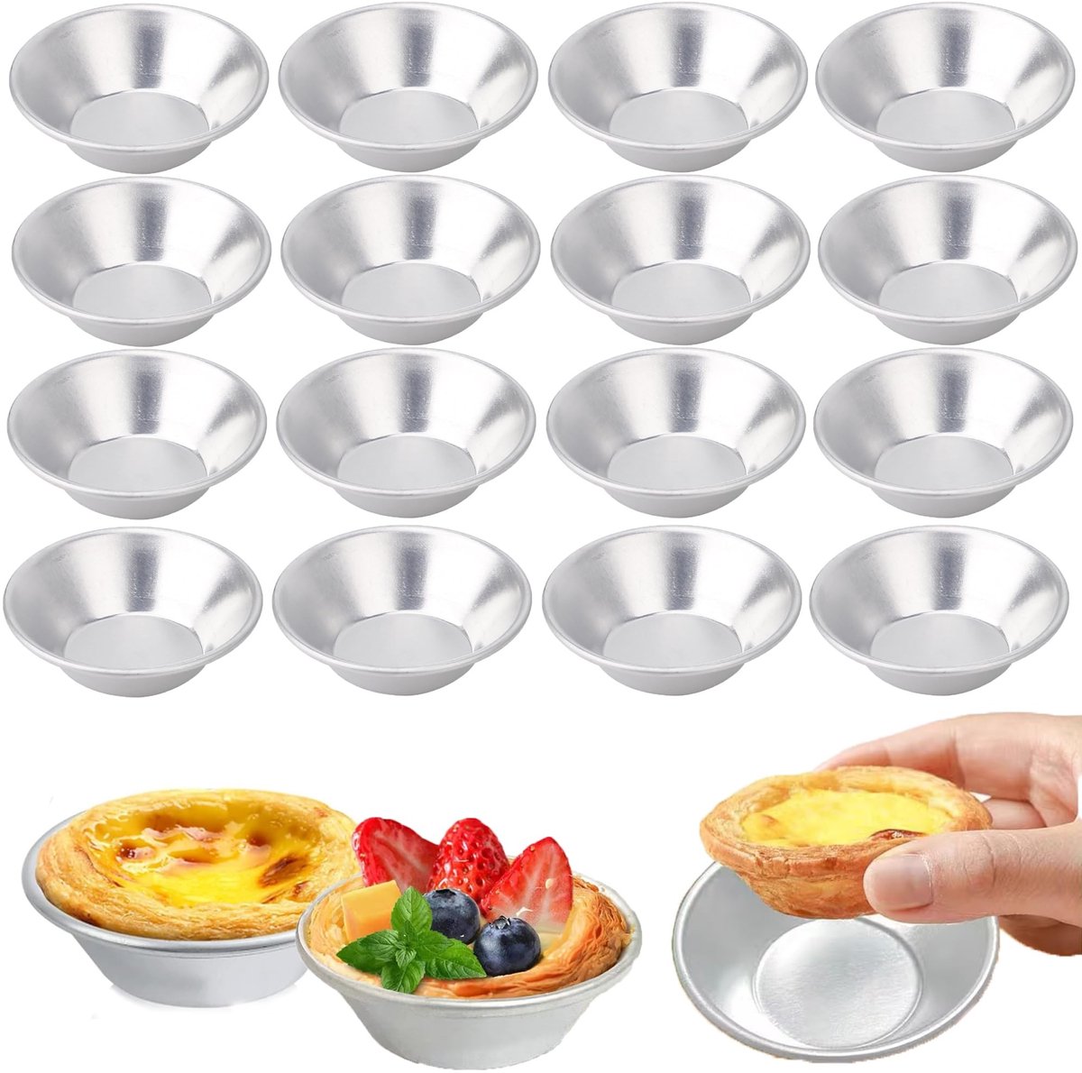 Dailygoods - Set van 16 Herbruikbare Aluminium Eiercakevormen