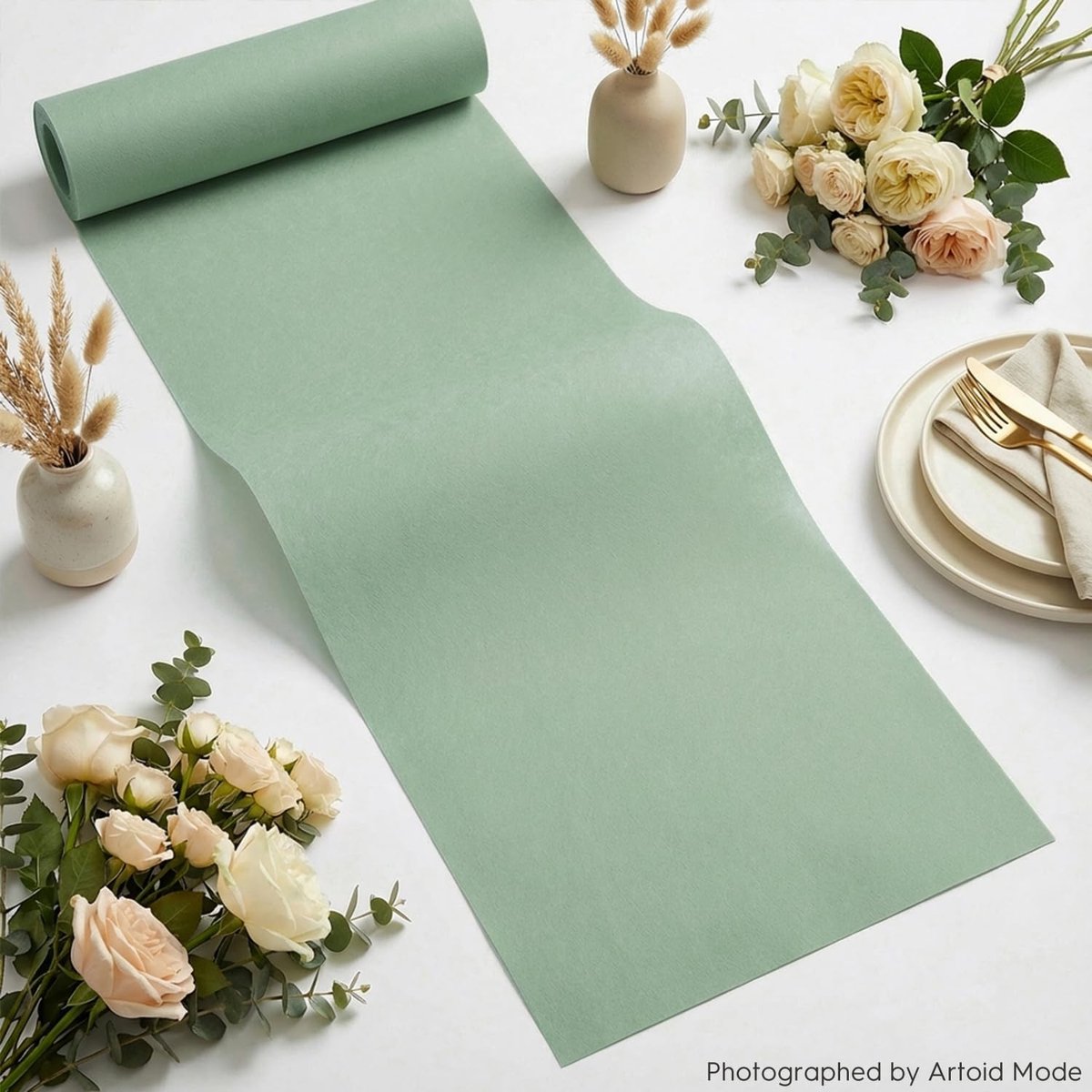 Dailygoods - Cosensi - Groene Niet-Geweven Tafelloper 30 cm x 25 m voor Decoratie