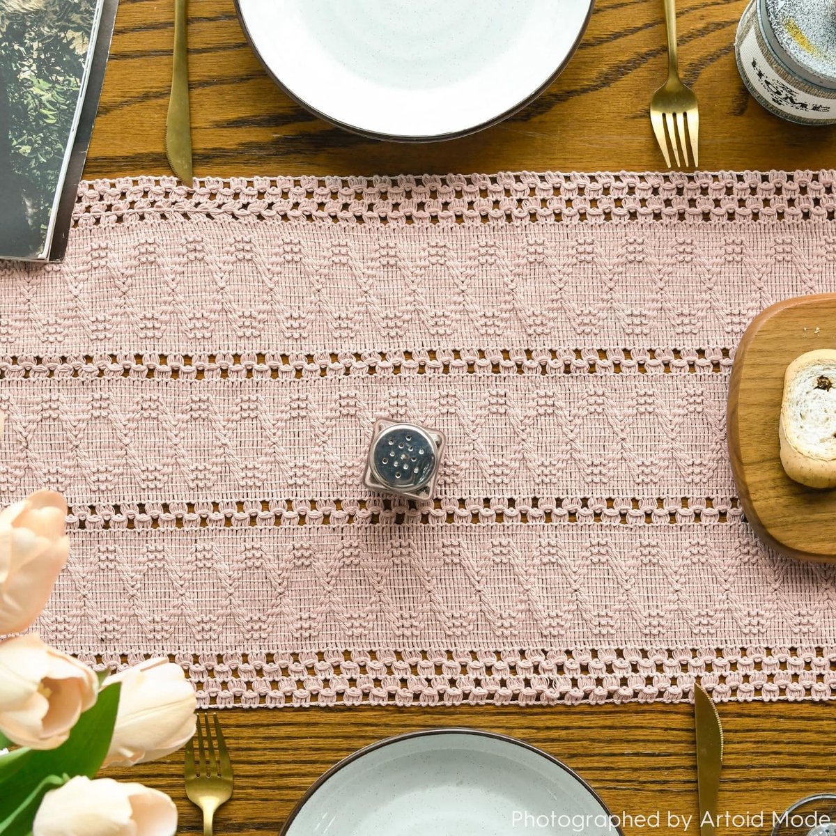 Dailygoods - Roze Boheemse Tafelloper van 30x183 cm voor Feestdecoratie