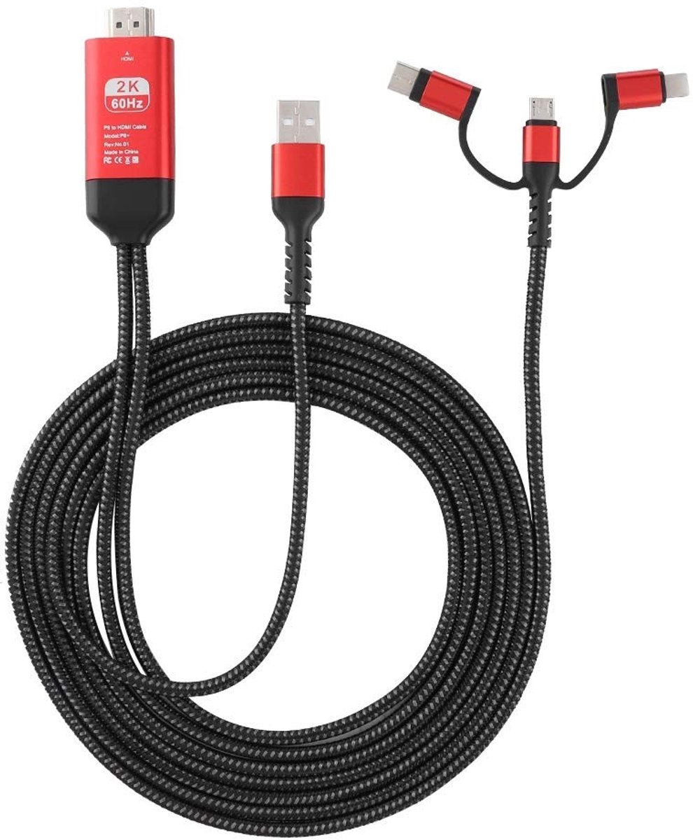 Dailygoods - 3-in-1 USB naar HDMI Adapterkabel voor Diverse Apparaten