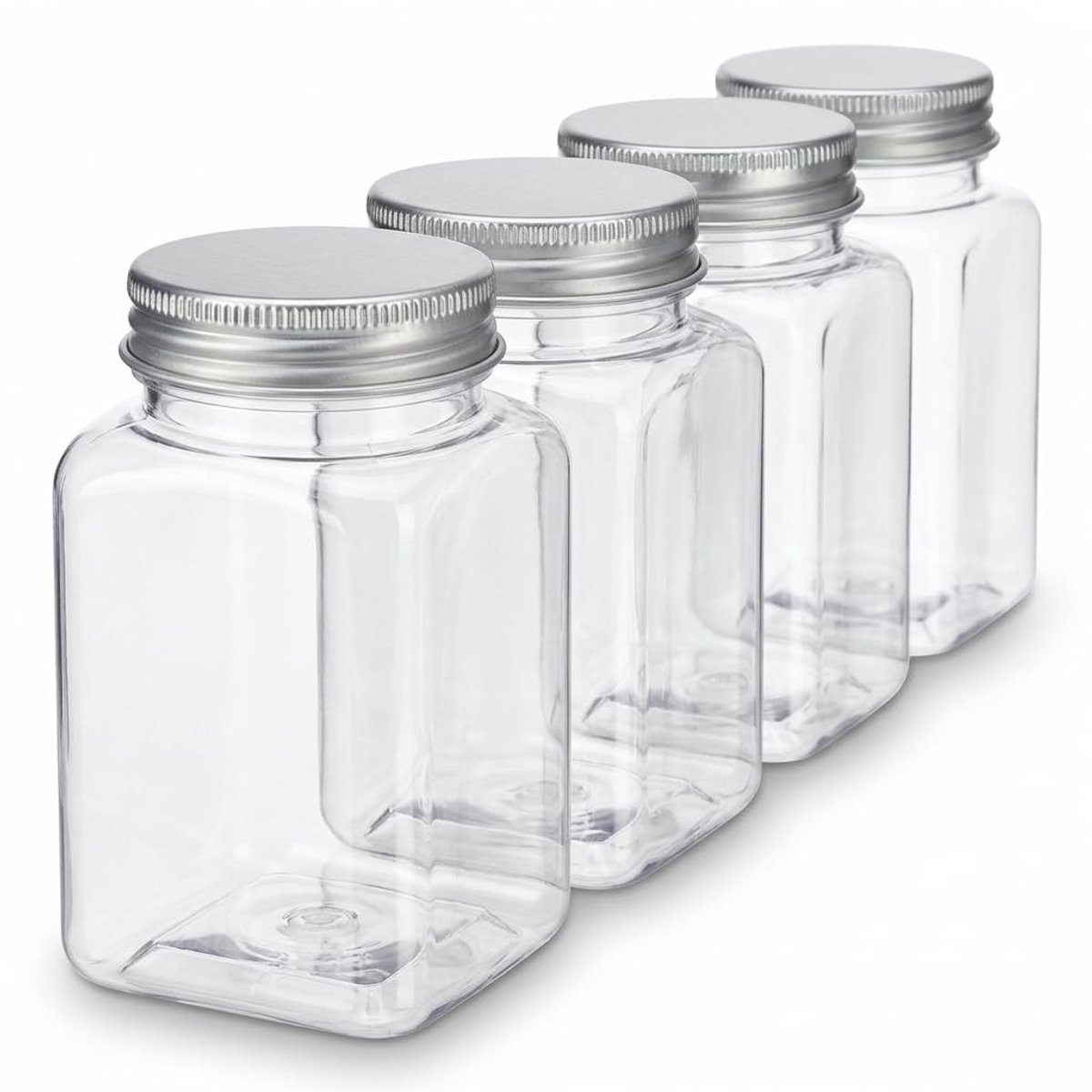 Dailygoods - Set van 4 Transparante Voorraadpotten 110ml