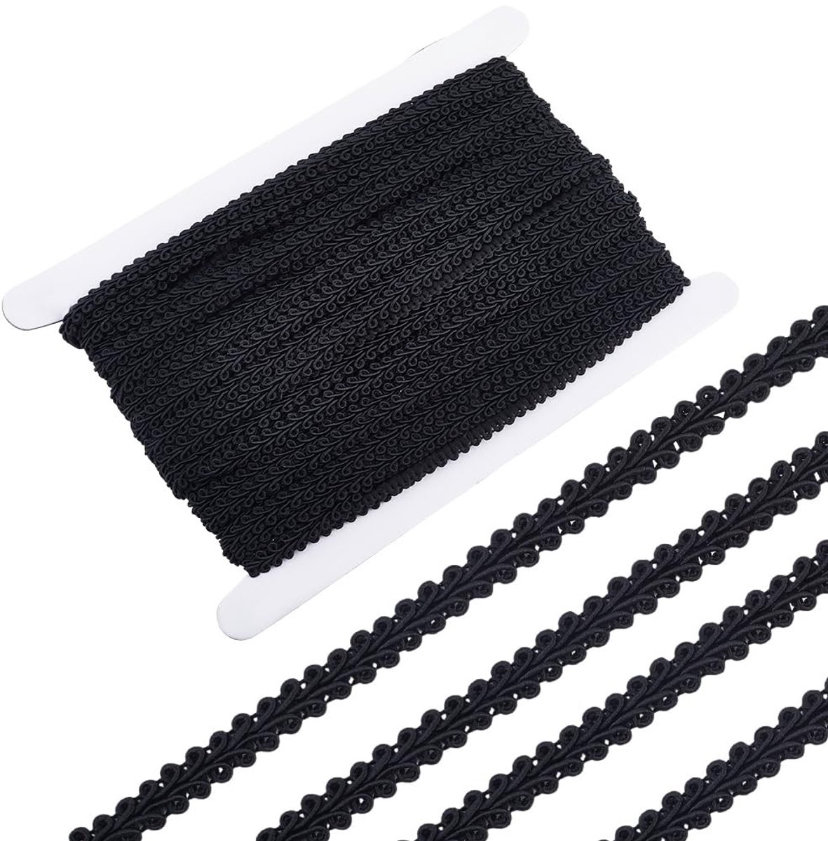 Dailygoods - Decoratieve Gimp Braid Trim Zwart Polyester voor Naaien en Bekleding