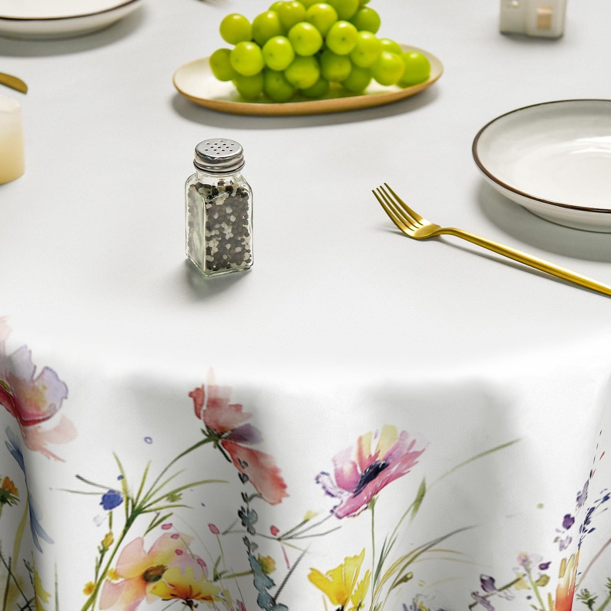 Dailygoods - Ronde Tafelkleed met Bloemen, 140 cm voor Thuisdecoratie