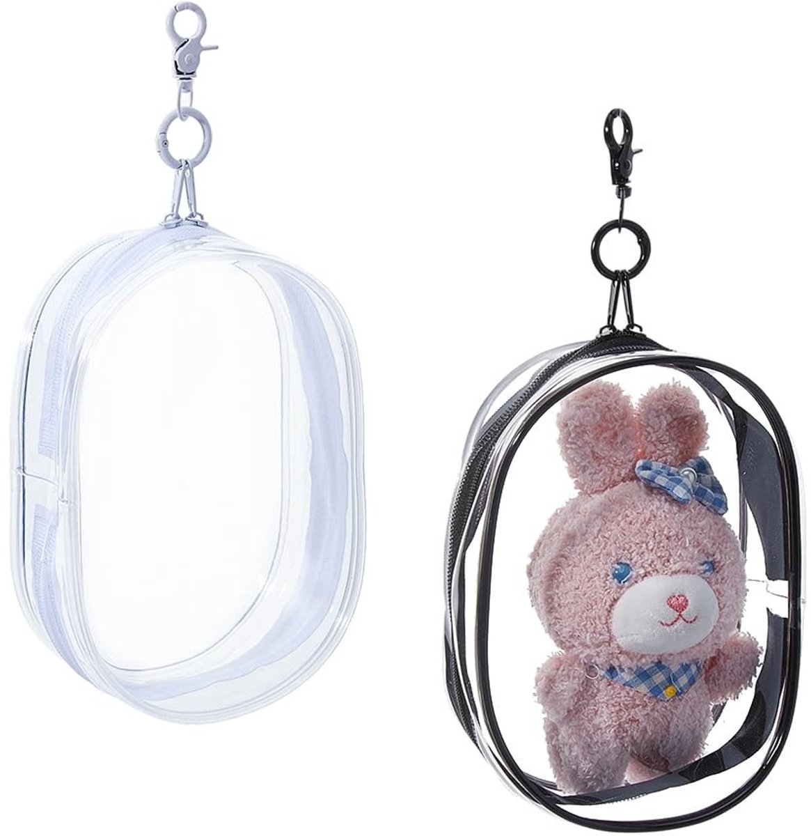 Dailygoods - Set van 2 Duidelijke Figuur Opbergtassen met Sleutelhanger