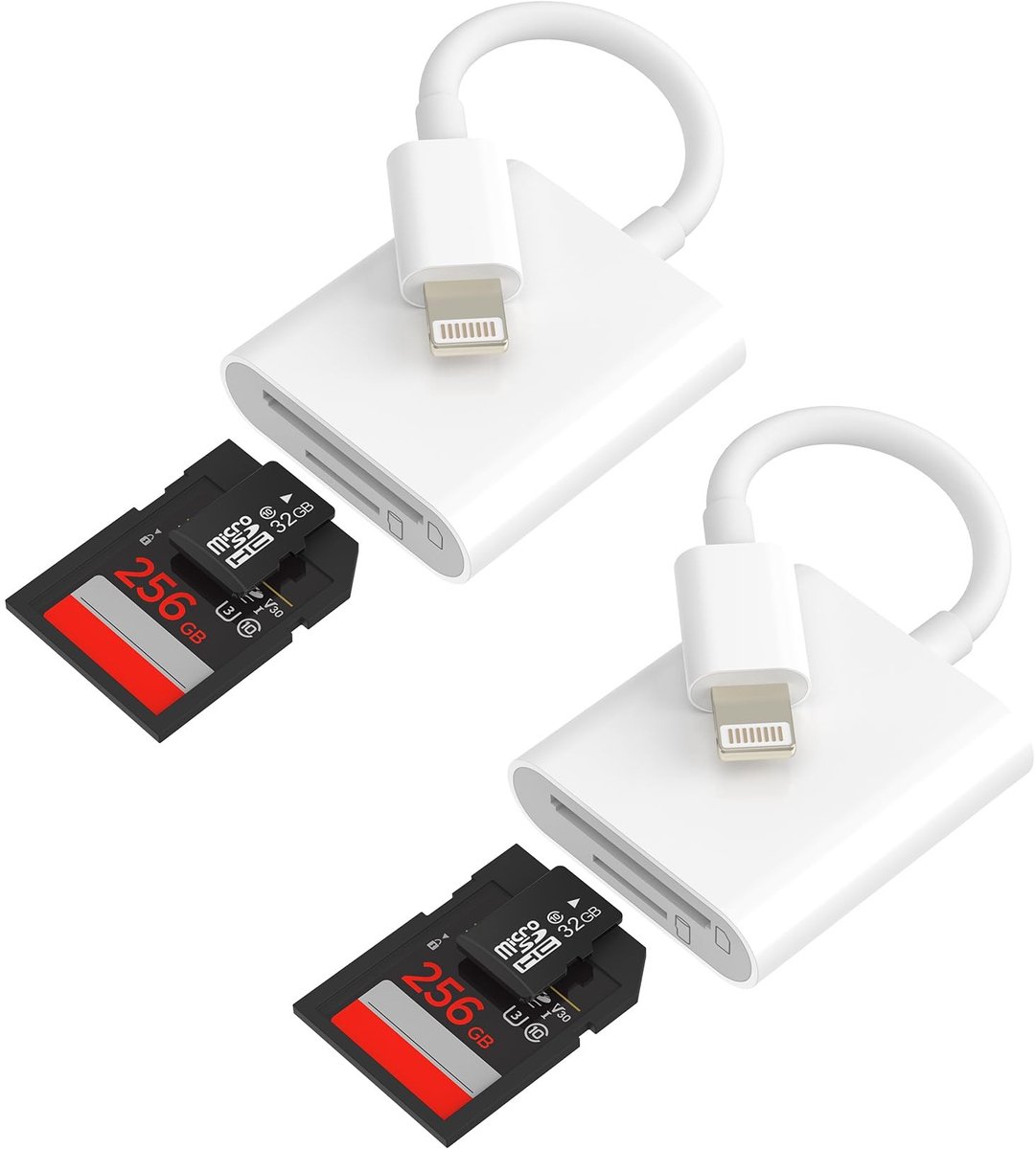 Dailygoods - Lightning naar SD/Micro SD Kaartlezer voor iPhone en iPad (2 stuks)