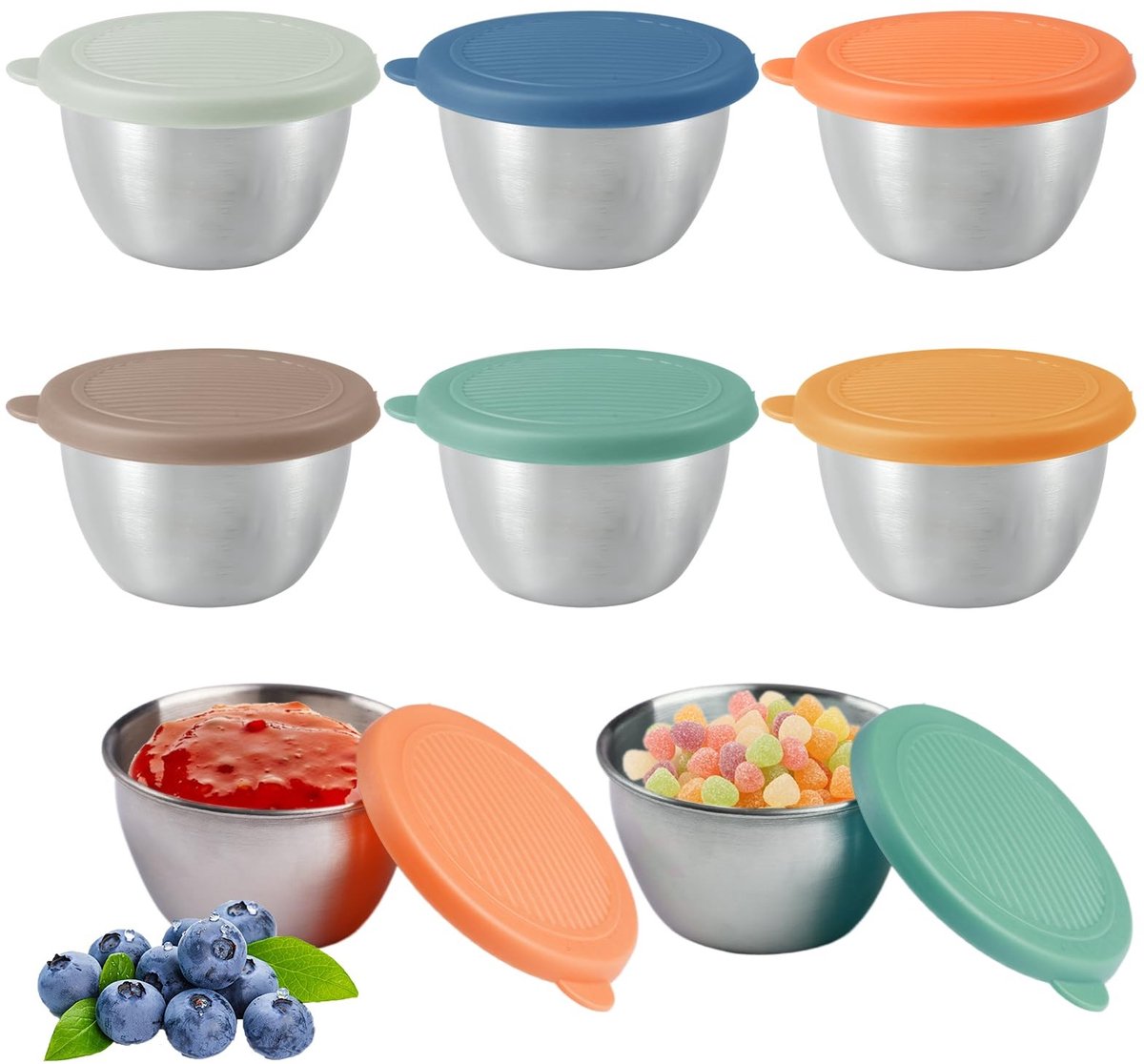 Dailygoods - 6 Stuks Roestvrijstalen Saladedressing Containers