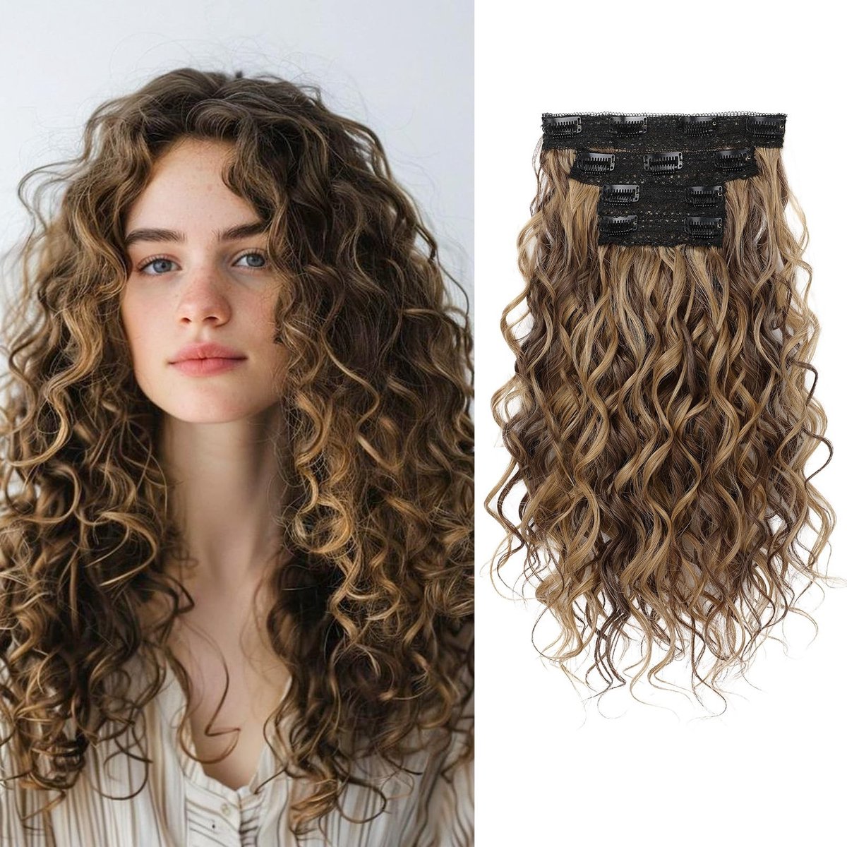 Dailygoods - 4-Delige Clip-in Haarverlengingen voor Natuurlijk Uiterlijk