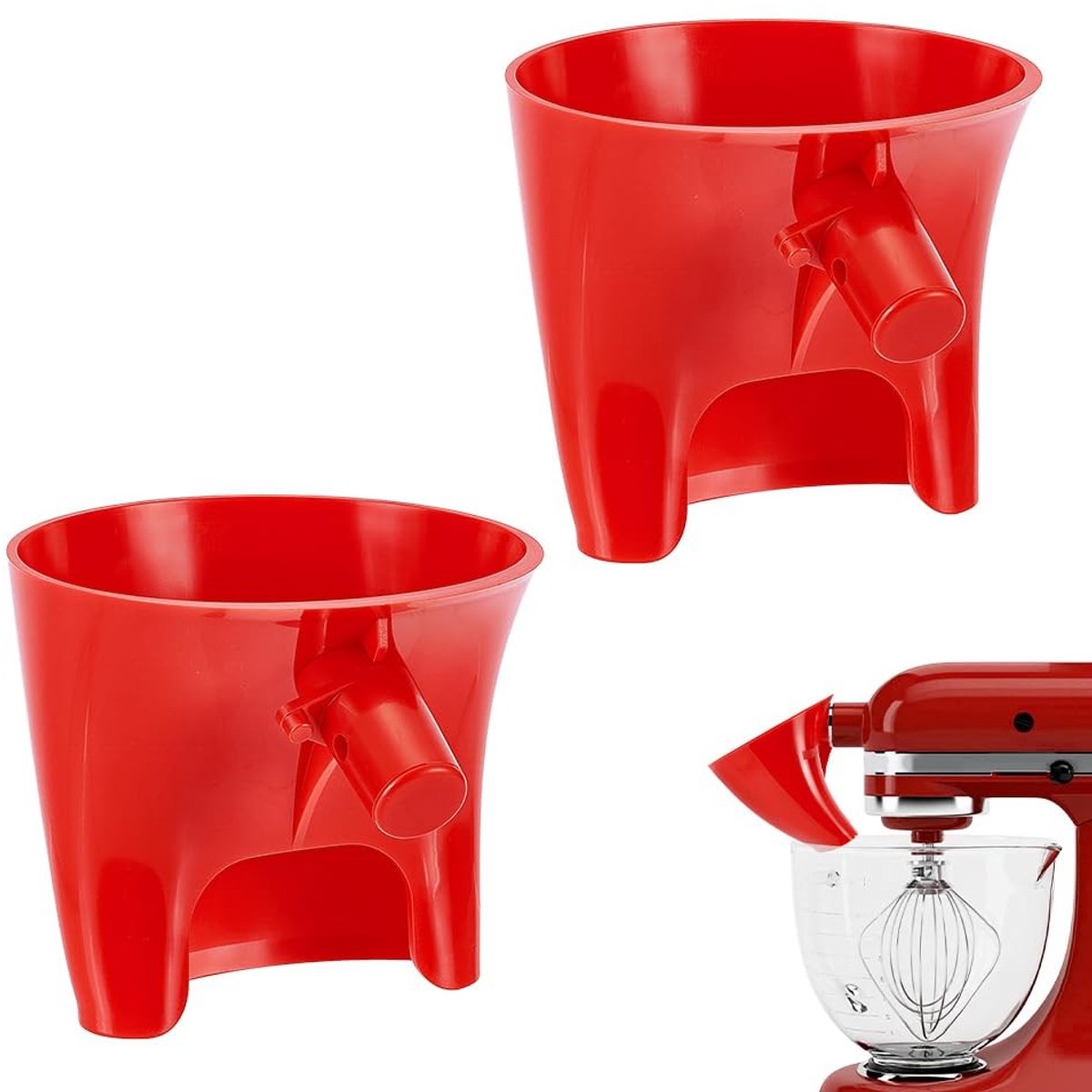 Dailygoods - 2 Stuks Meeltrechter voor Keukenhulp Mixer met Easy-Pour Functie