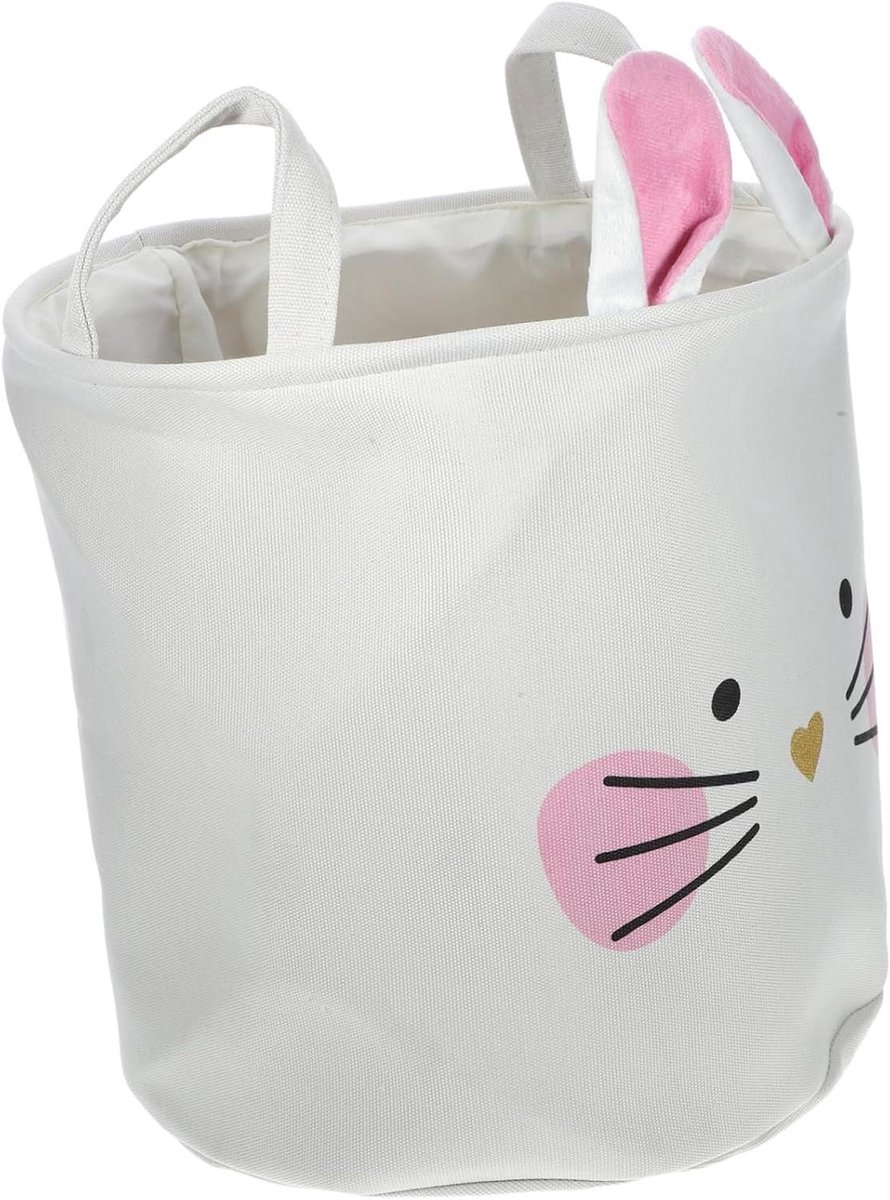 Canvas Wasmand - Opbergmand Speelgoed - Ruimte Organiseren - Met Handvatten - 35x35x35 cm - Wit