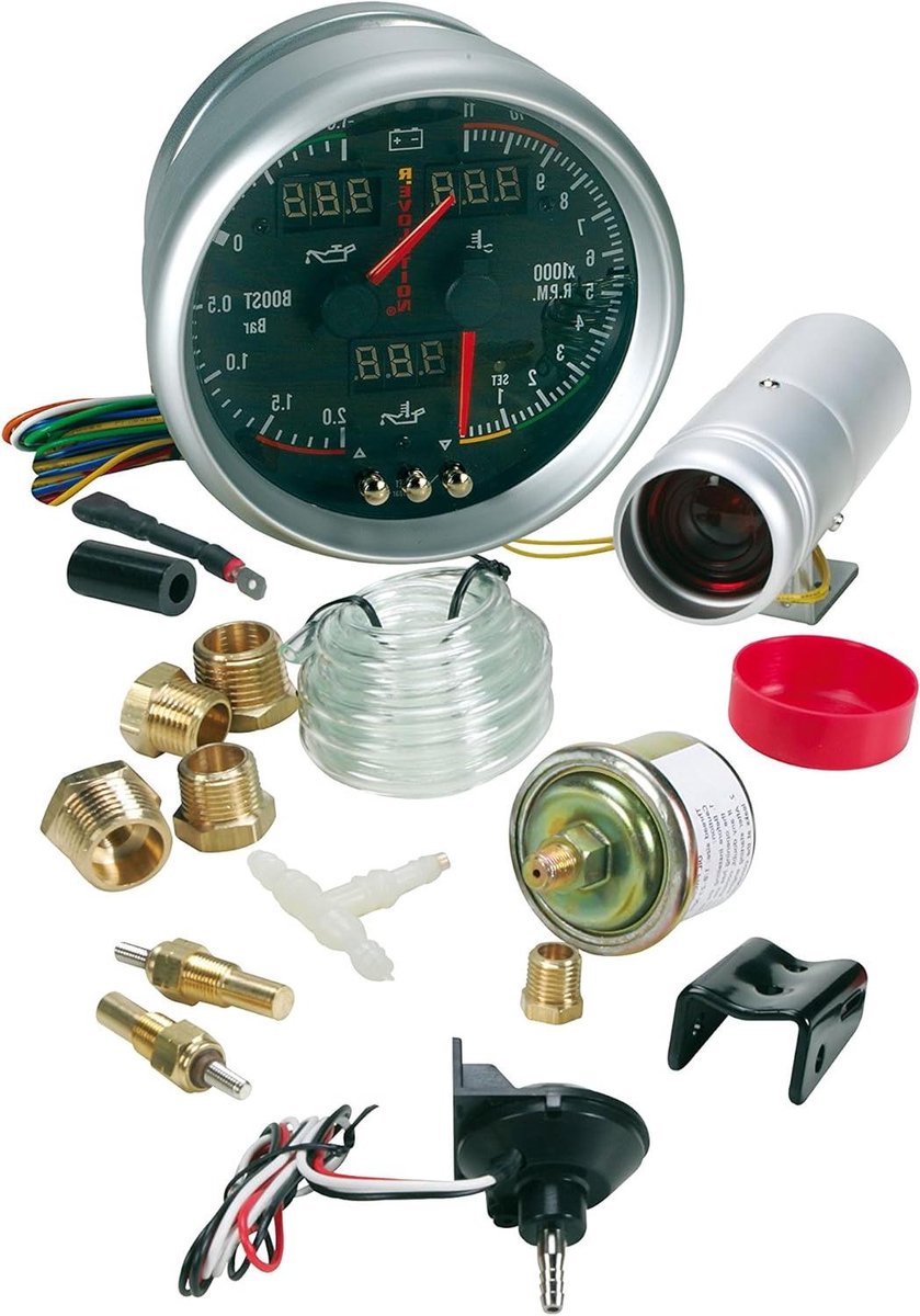 Autosnelheidsmeter - Dashboard meter - Rijgedrag meten - Multifunctioneel display - 24x20 cm - Metaal