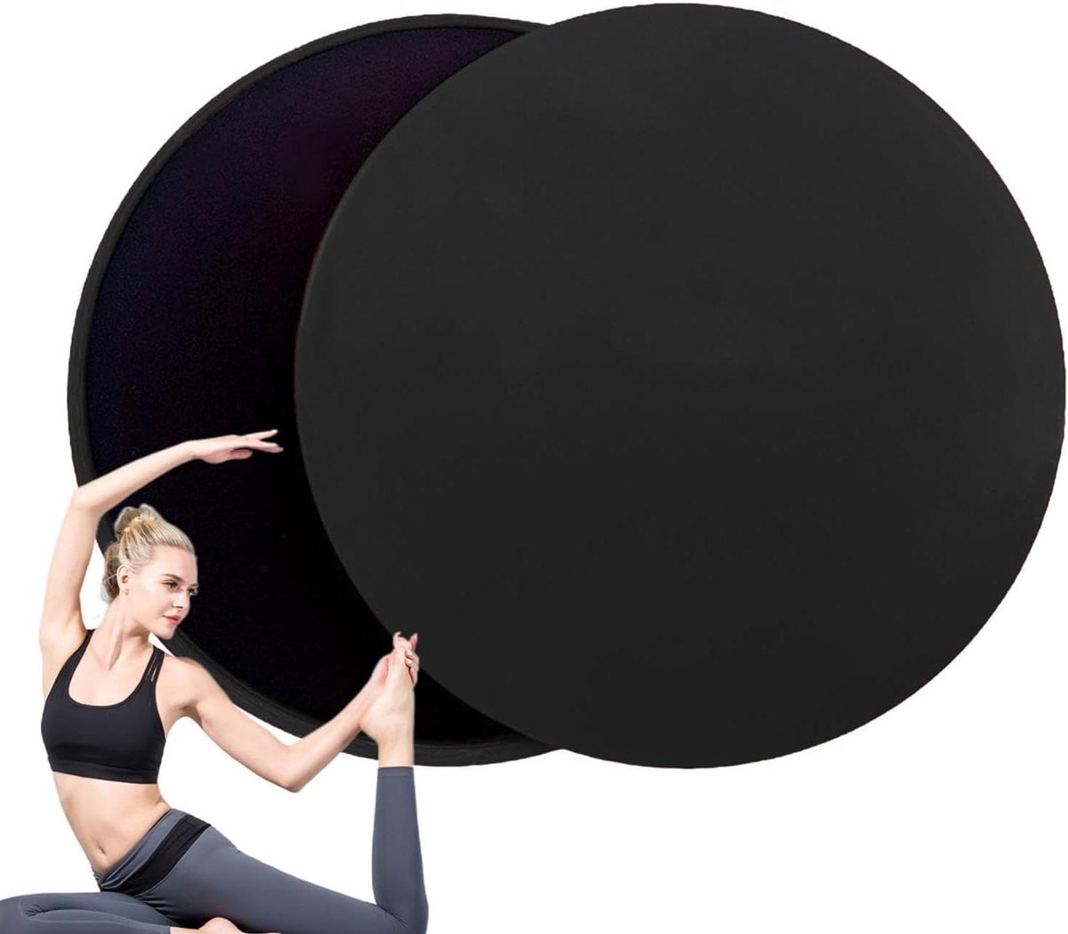 Core sliders - Glijders training - Core training - Dubbelzijdig ontwerp - Diameter 17 cm - Zwart