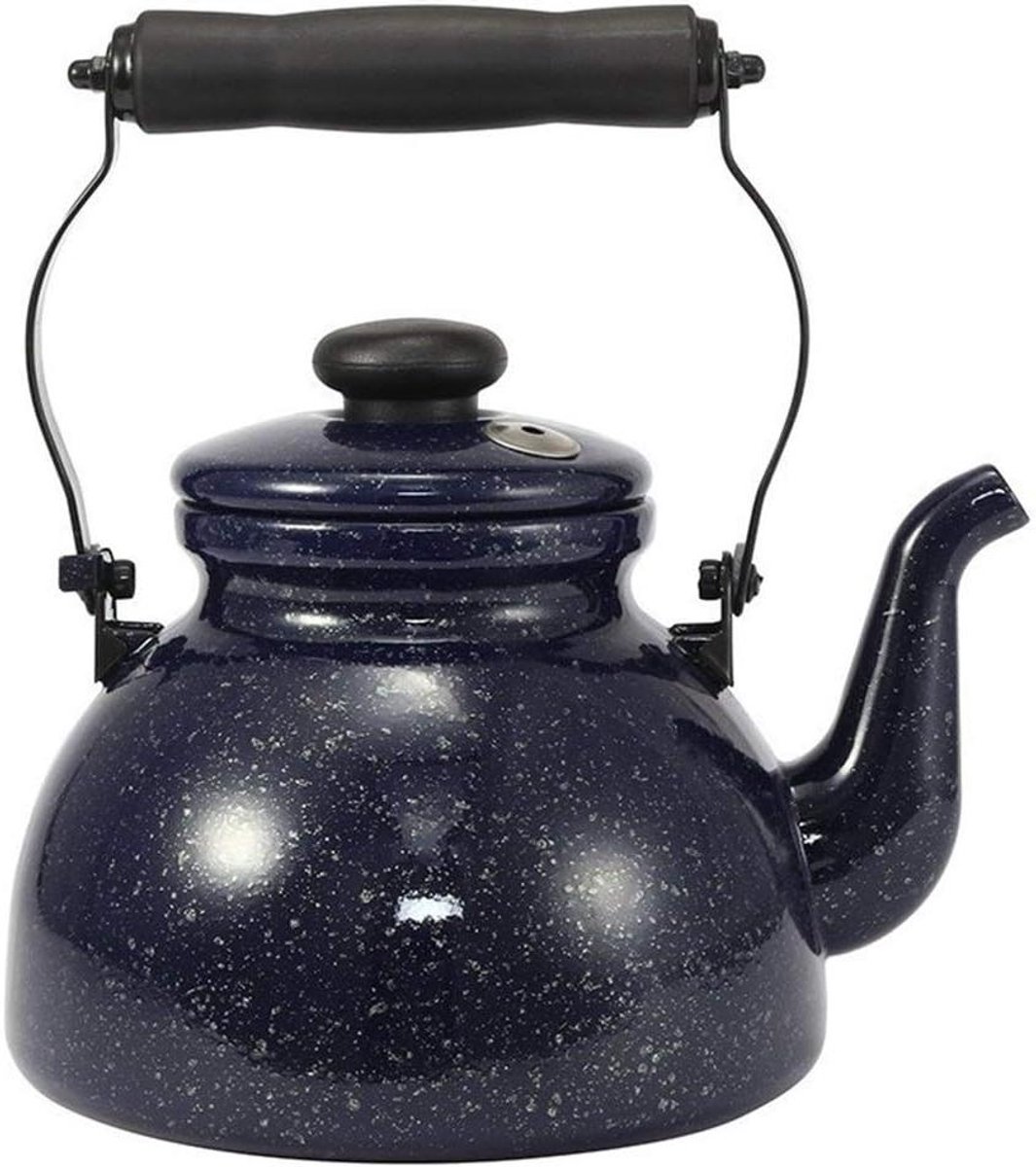 Waterkoker Emaille - Theepot Water - Water Koken - Fluit Bij Koken - 1.5 Liter - Groot Bloem