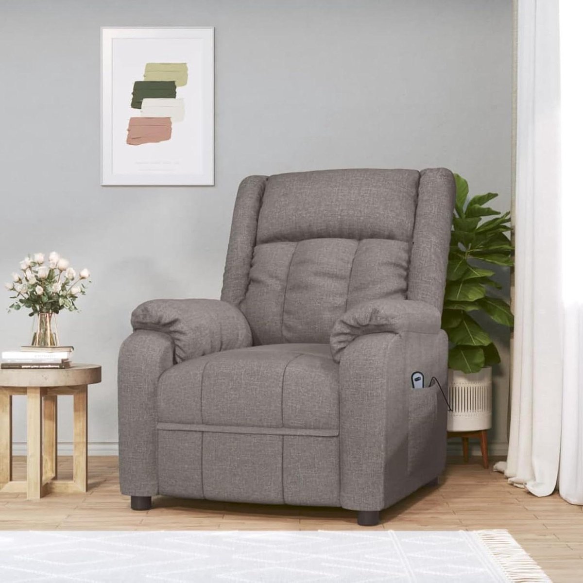 Elektrische relaxstoel - Comfortabele stoel - Tv kijken - Verstelbare rugleuning - 82 x 93 x 96 cm - Taupe