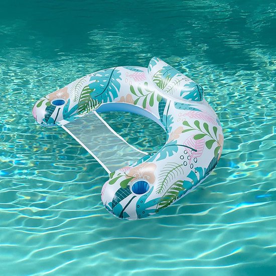 Opblaasbare Sofa - Zwembad Lounger - Water Ontspanning - Met Bekerhouders - 115 x 85 cm - Lichtkleur — afbeelding 4