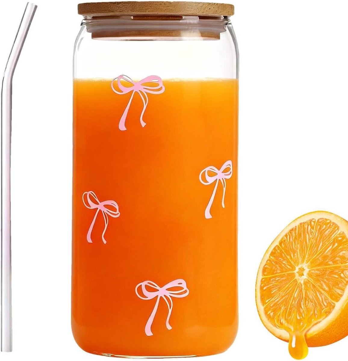 Glazen Bekers - Met deksel rietje - Dranken serveren - Loodvrij design - 500 ml - Transparant