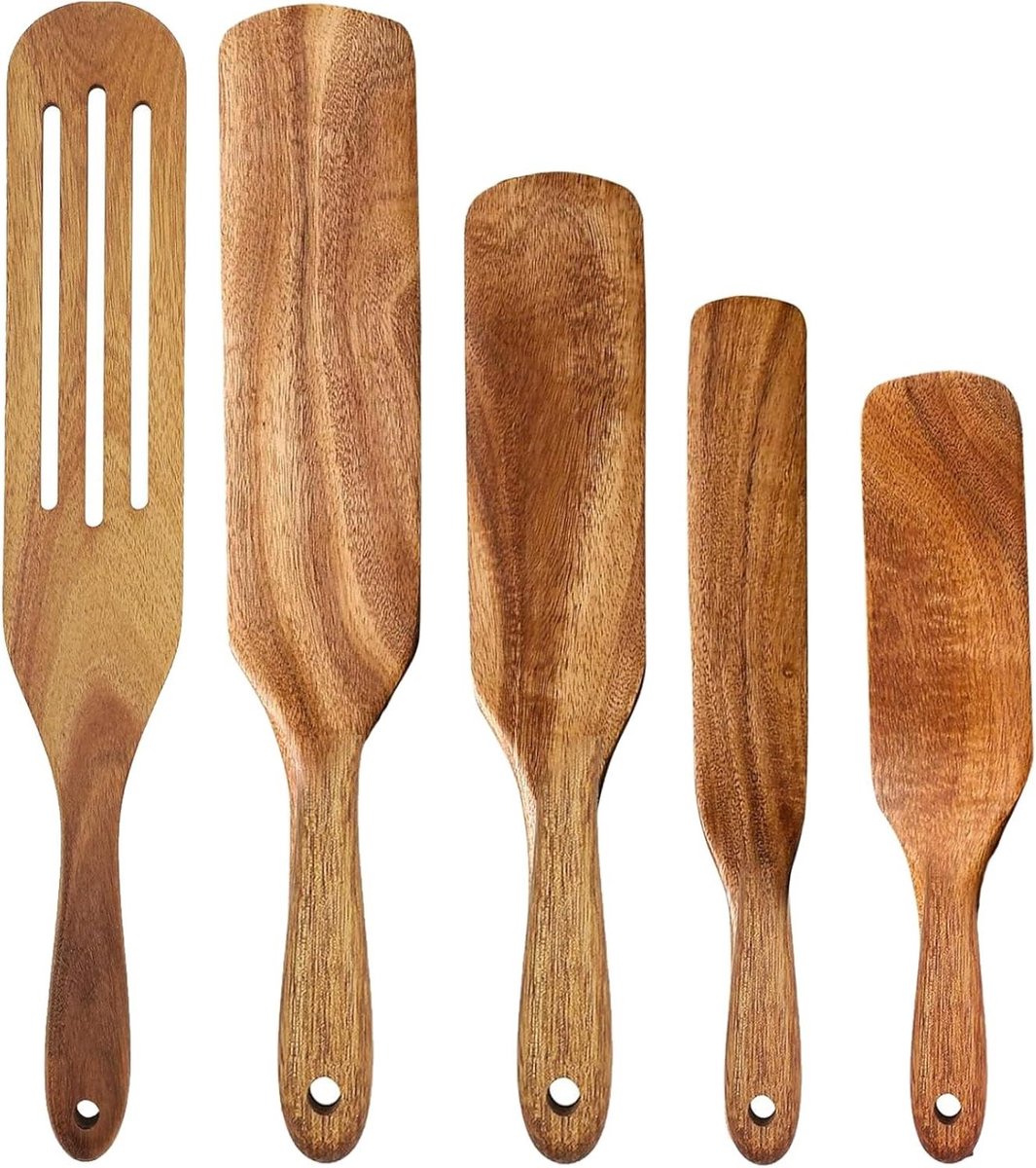 Keukengerei Set - Kookgerei Hout - Koken Bereiden - Hittebestendig Ontwerp - 5 Delig - Bruin