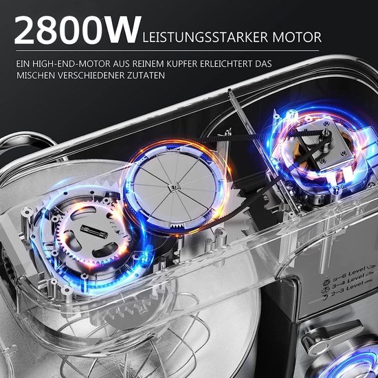 Keukenmachine - Multifunctionele mixer - Bakken en koken - Planetaire mengbeweging - 12 liter kom - Zilver — afbeelding 4