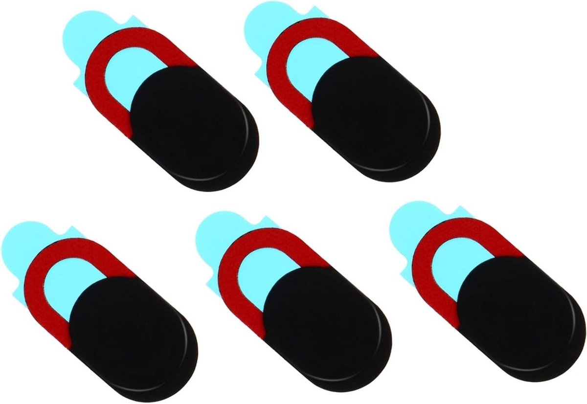 Webcam Covers - Privacy Stickers - Privacy Beschermen - Dun En Mini - 5 Stuks - Zwart Rood