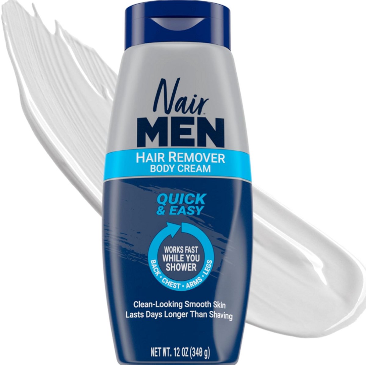 Nair Men Hair Remover Body Cream 12 Oz – Ontharingscrème voor Mannen met Aloë Vera & Lanoline – Snelle en Eenvoudige Haarverwijdering