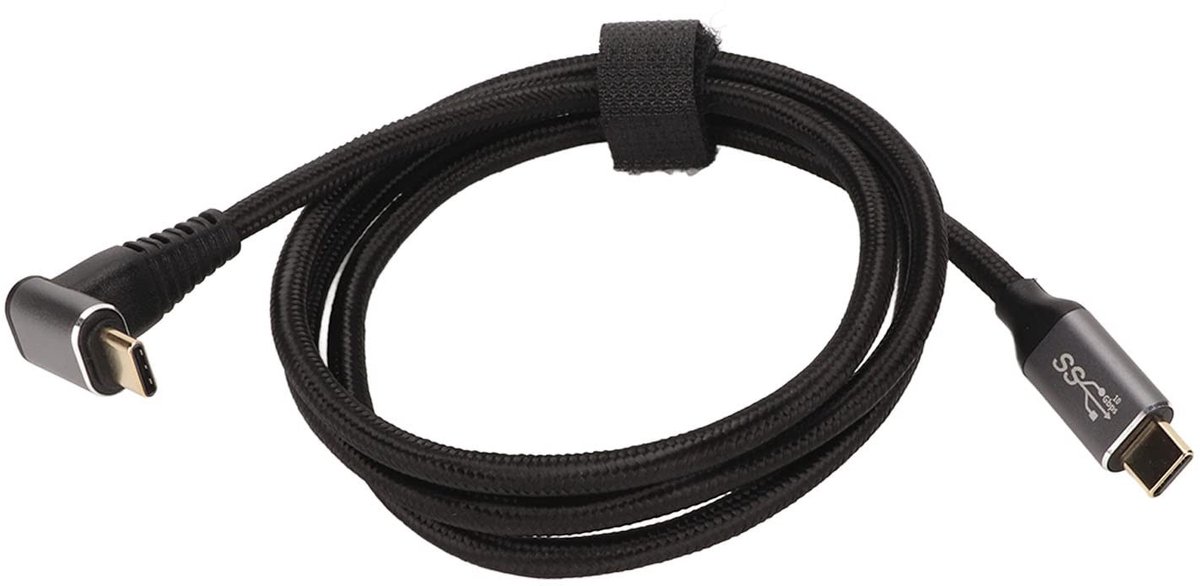 Dailygoods - USB naar USB C-kabel 90 Graden 100cm voor Snelladen