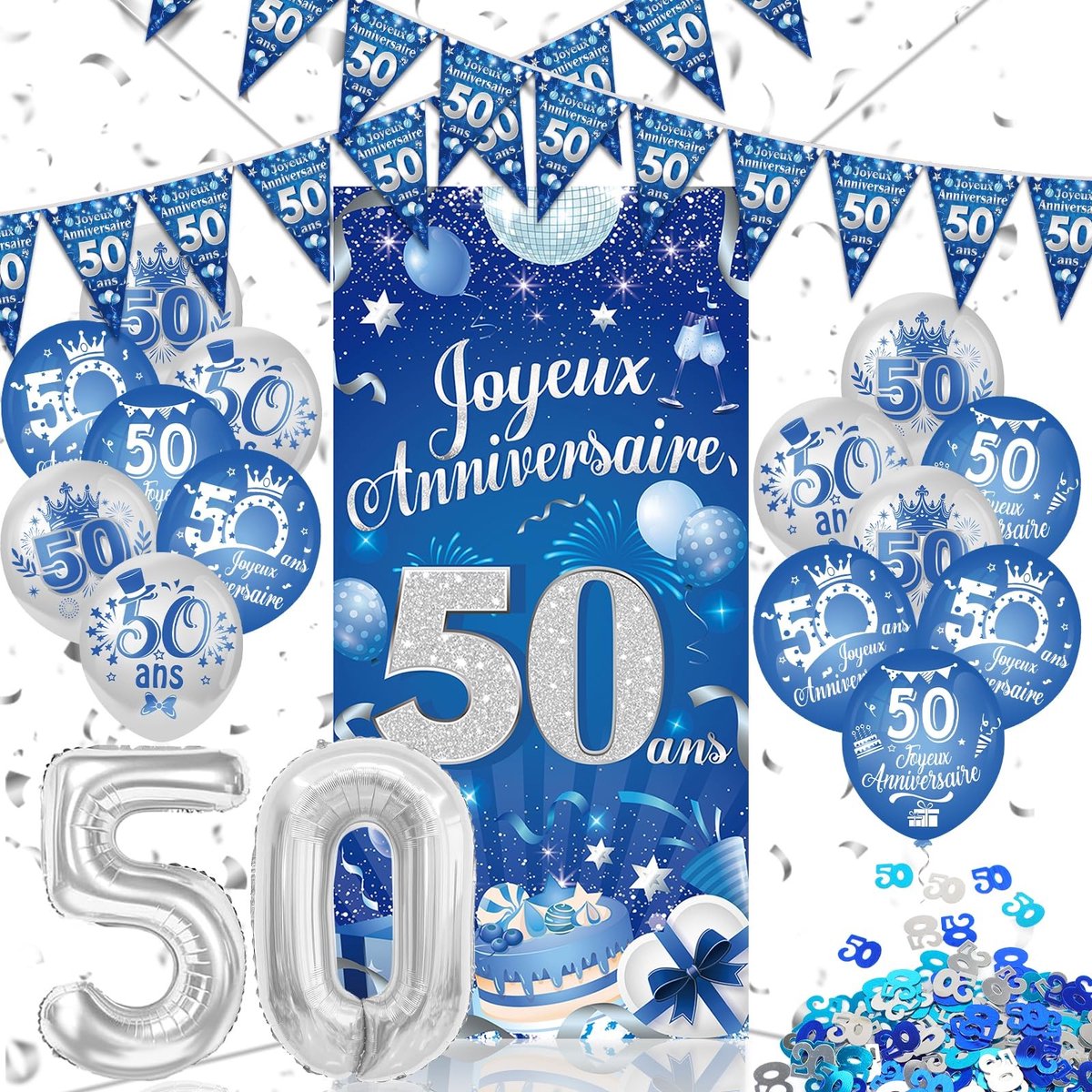 Dailygoods - Compleet Set voor 50e Verjaardag met Banner en Ballonnen
