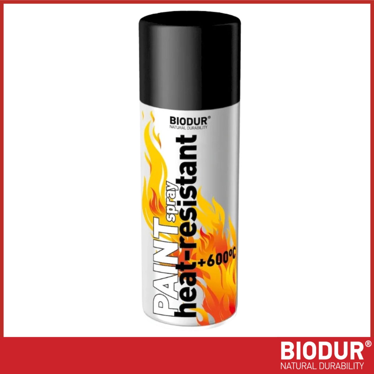 BIODUR Hittebestendige Siliconen Spuitverf - Zwart - 400ml - Tot 600°C - Anti-roest - Weersbestendig - Binnen/Buiten