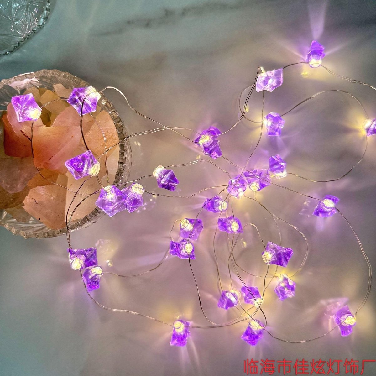 Dailygoods - Lichtsnoer met Kristallen Stenen 2m en 20 LEDs voor Binnen