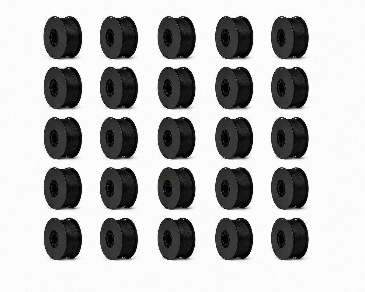 25x 1KG Zwarte Filament PLA+ 3D Printer Filament 1.75mm – Hoogwaardig 3D Printing Filament, Extra Sterk en Flexibel, Anti-Warp, Glanzend, Compatibel met FDM Printers, Print Zonder Problemen