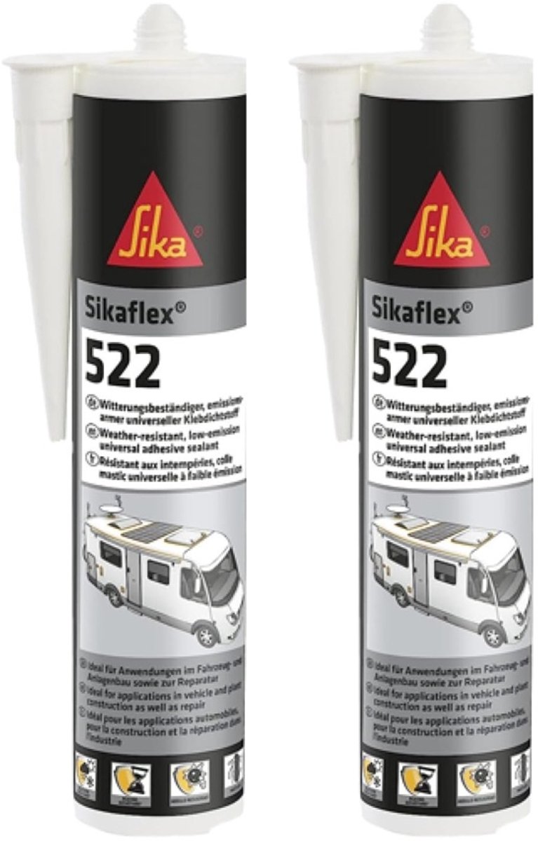 Sika Sikaflex-522 Caravan Wit 300 ml - Set van 2 Kokers - Professionele Lijmkit & Afdichtingskit voor Camper Caravan en Motorhome - STP Polymeer UV-Bestendig Waterdicht