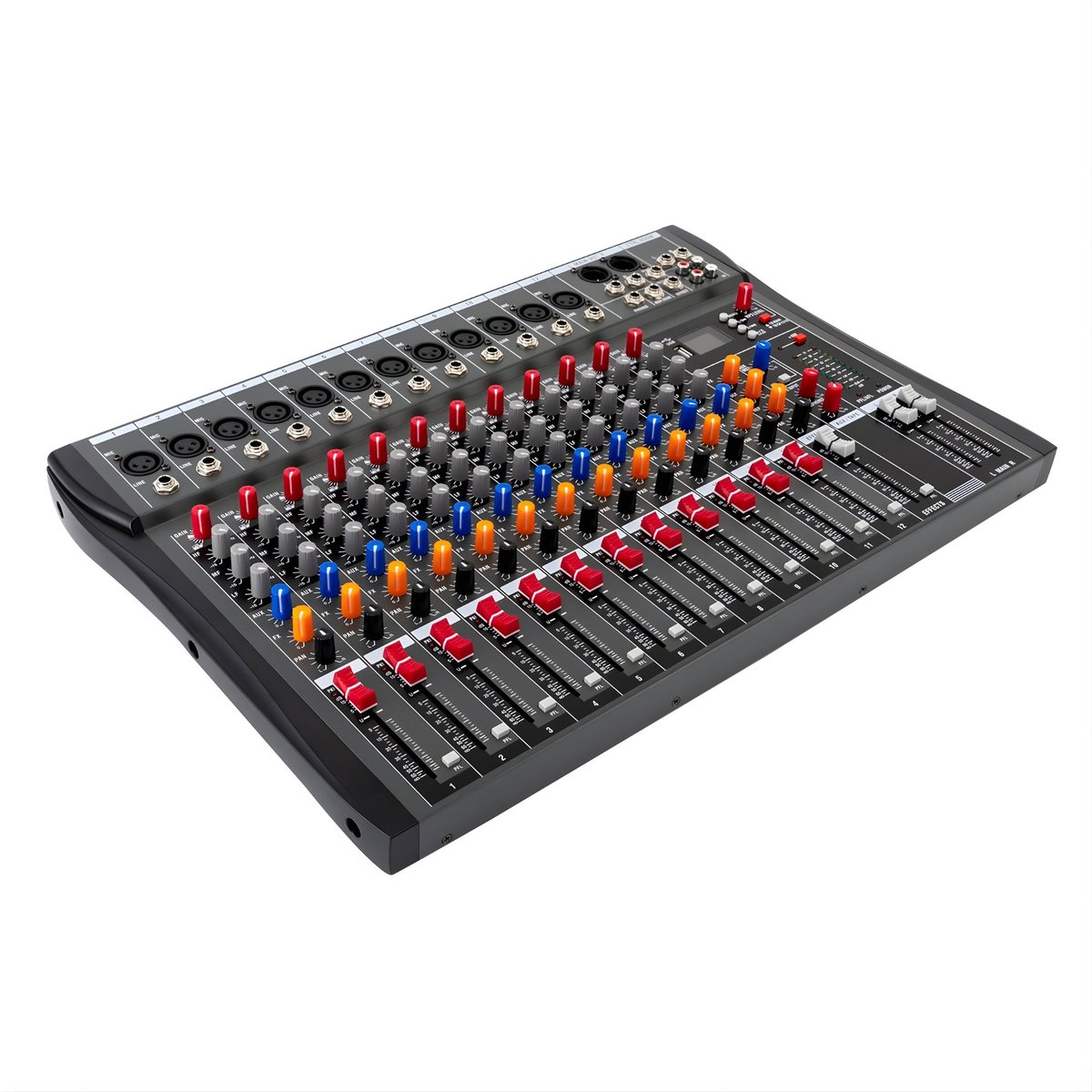 Mengpaneel – Draadloos – 12-Kanaals Mixer met Bluetooth, 48V Phantom Power, Professionele Audio Mixer voor Opnamestudio’s – Zwart