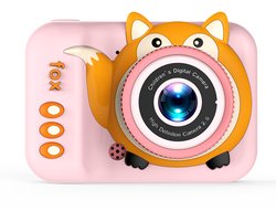 Rolipo Schattige Vos Kindercamera Roze - 20MP Dubbele Camera, HD Foto & Video, Filters en Spelletjes, Silicone Beschermhoes, Herlaadbaar Speelgoedcamera voor Kinderen 3‑12 Jaar, Cadeau voor Meisjes