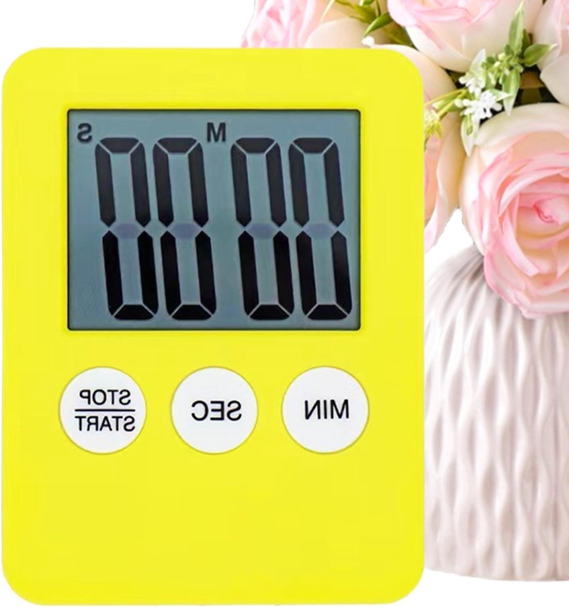 Magnetische Keukenwekker - Digitale Timer - Koken en Bakken - 24-uurs Timing - 6 x 2 cm - Geel