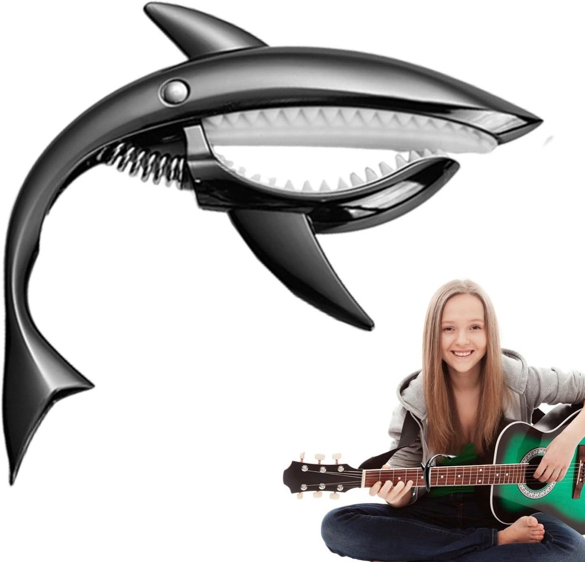 Gitaar Capo - Muziek Clip - Akkoord Verandering - Metaal Constructie - 13 x 8.5 cm - Zwart