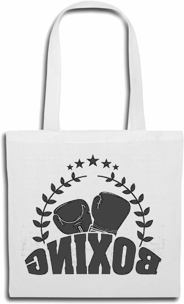 Schoudertas - Draagtas Schooltas - Boodschappen Gym - 100% Katoen - 40 x 40 cm - Wit