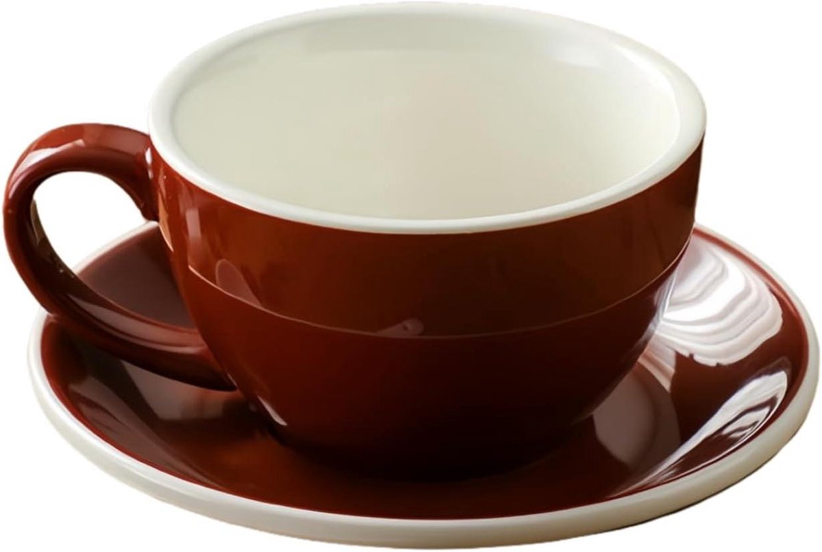Espressokopjes Set - Koffiekopjes Met - Warme Dranken - Vaatwasserbestendig - 300 Ml - Bruin