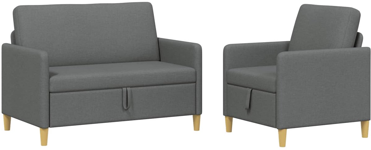 vidaXL - Sofa - Set - Met - Opslag - 2 - st - Donkergrijs - Polyester