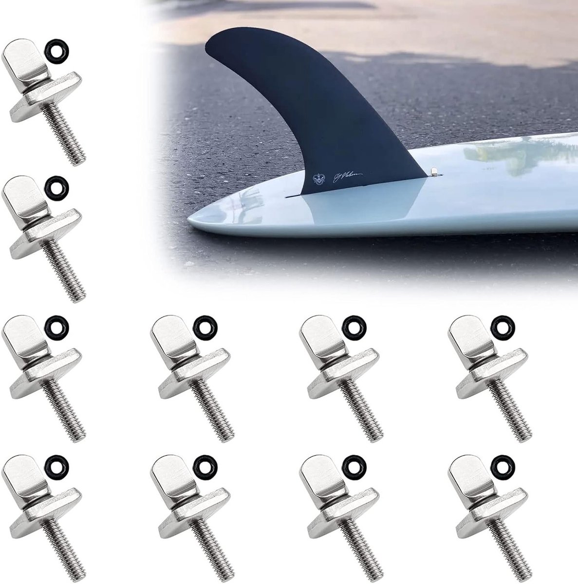 Set van 10 roestvrijstalen schroeven voor surfplanken, SUP en longboards, vervangingsschroeven voor fens en accessoires, 3 x 1.5 cm